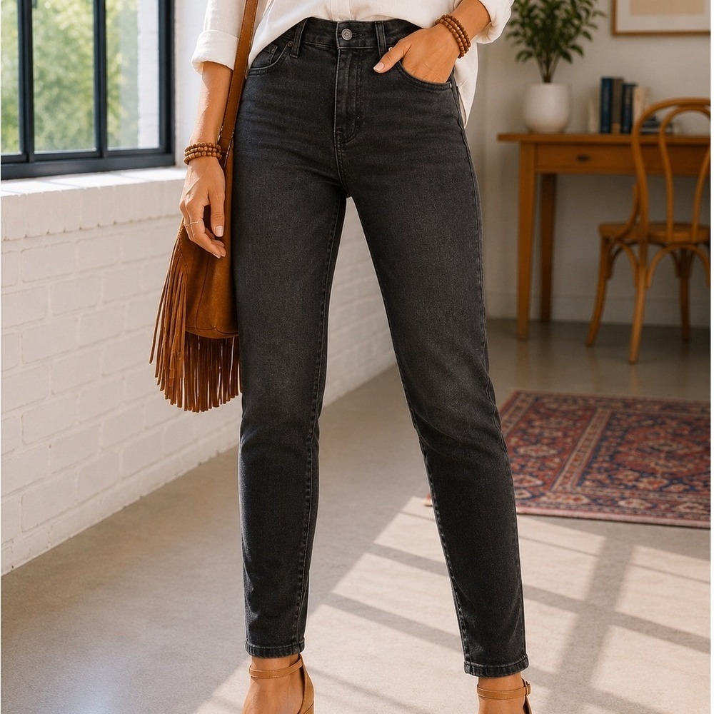 Madewell 9" High Riser Skinny‎ Skinny Jeans Black Denim 27T Tall Womens